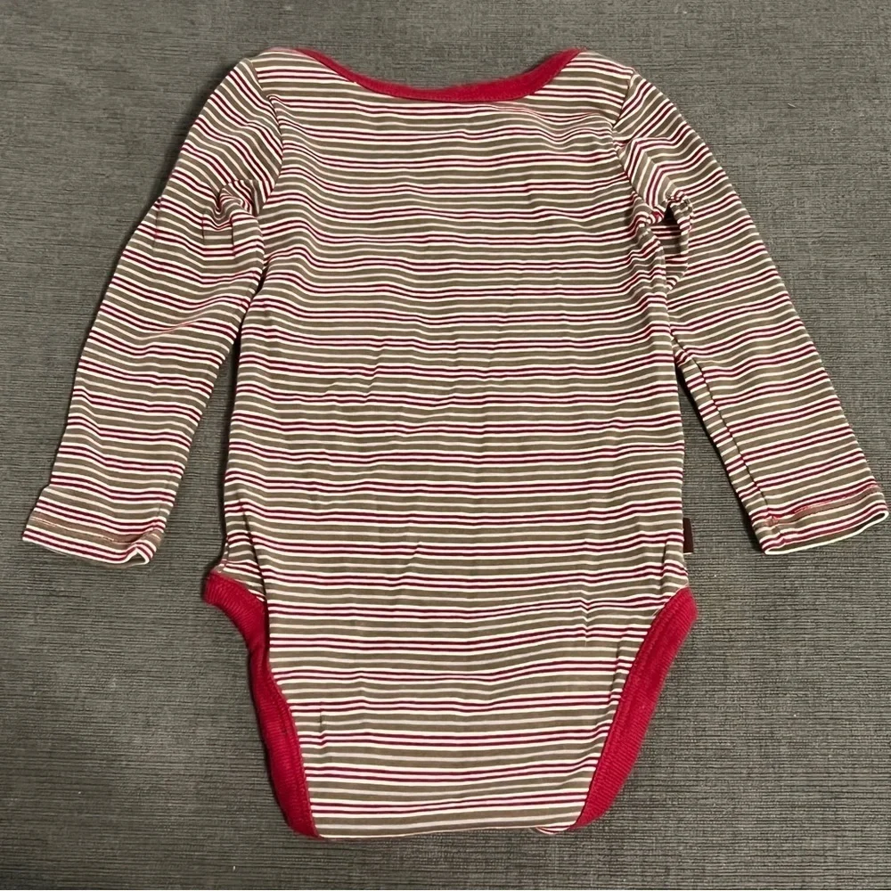 Tea Collection 6-12 months Striped Long Sleeve One piece Outfit Red bodysuit